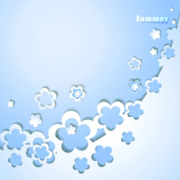Blauer Hintergrund mit Papierblumen — Stockvektor