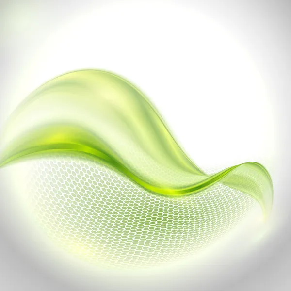 Fondo de ondulación gris abstracto con elemento verde — Vector de stock