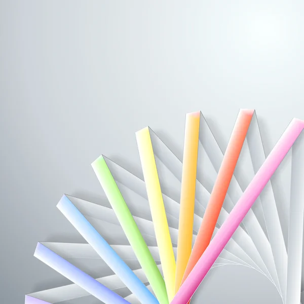 Fitas de arco-íris de papel abstrato em fundo cinza — Vetor de Stock