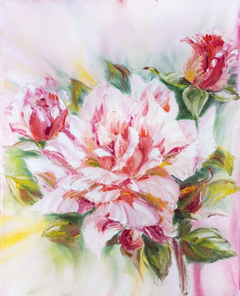 Hermosa rosa, pintura al óleo sobre lienzo —  Fotos de Stock