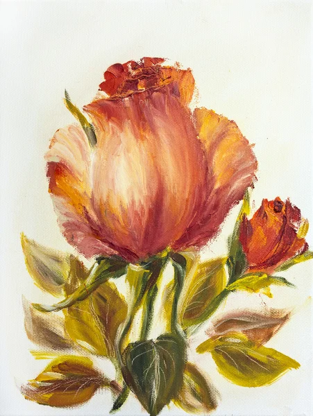 Linda rosa, pintura a óleo sobre tela — Fotografia de Stock