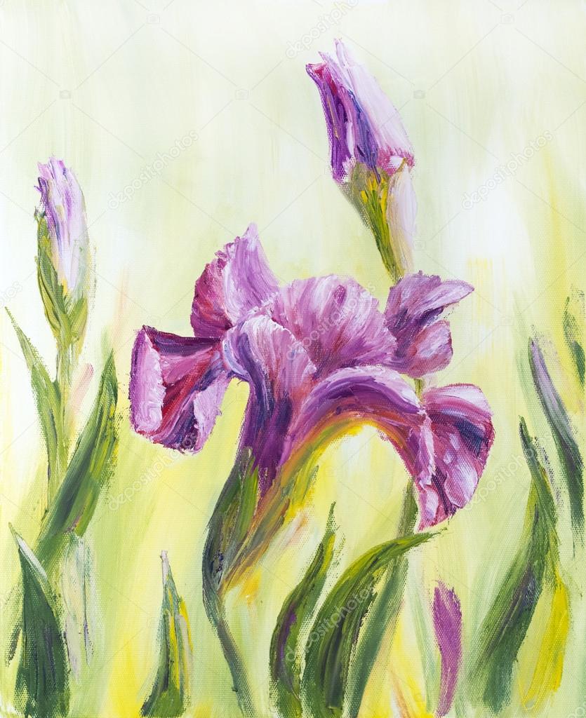 Irises, oil painting on canvas Stock Photo by ©Valenty 30798019