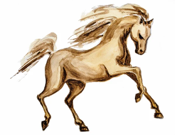 Cavalo em movimento, pintura a aquarela — Fotografia de Stock