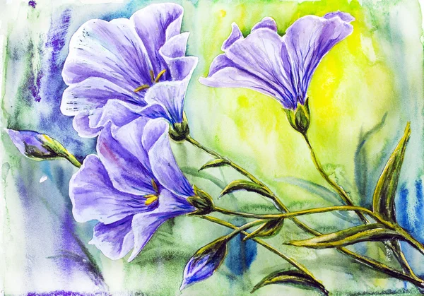 Blommor. akvarellmålning. — Stockfoto