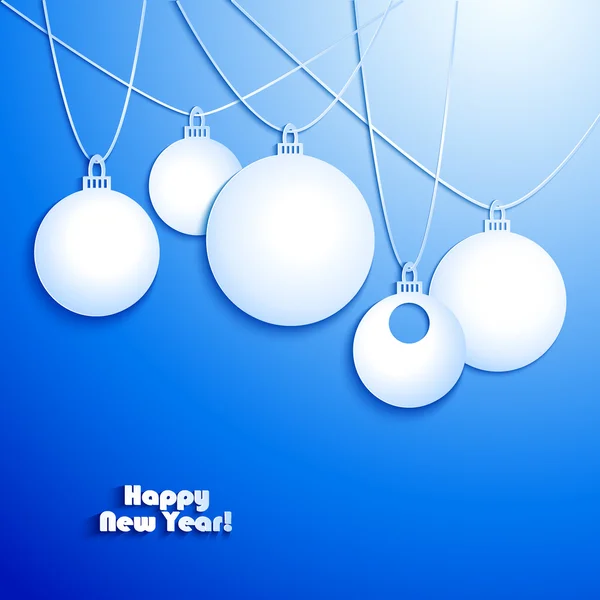 Boules de Noël en papier sur fond bleu — Image vectorielle
