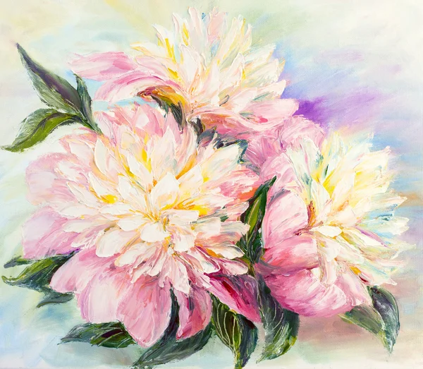 Peonie, pittura a olio su tela — Foto Stock