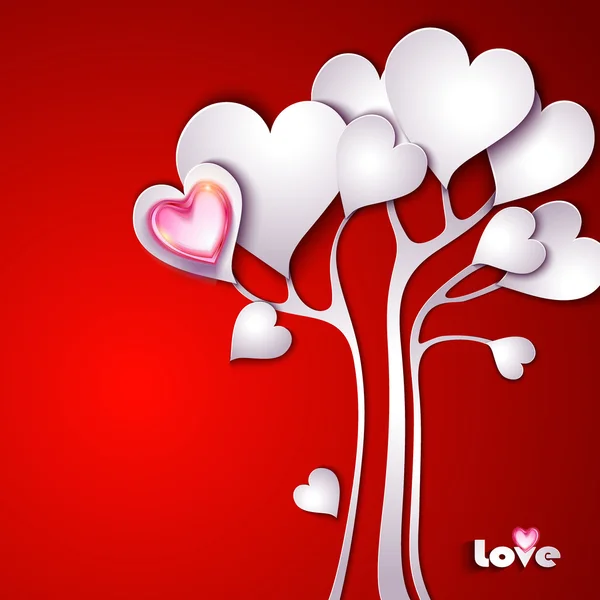 Paper tree with hearts — Stock Vector