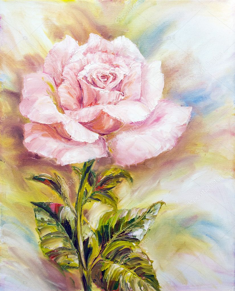 Rose oil painting on canvas Beautiful Rose, oil painting on canvas