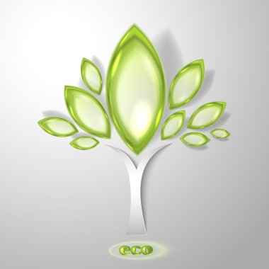 şeffaf yaprakları ile soyut ağaç