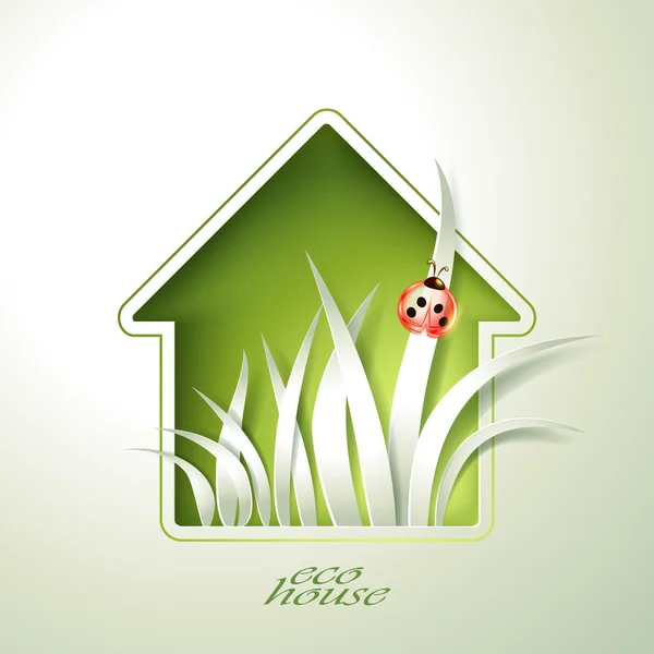 Jarní zelený dům šablona pozvánky. — Stockový vektor