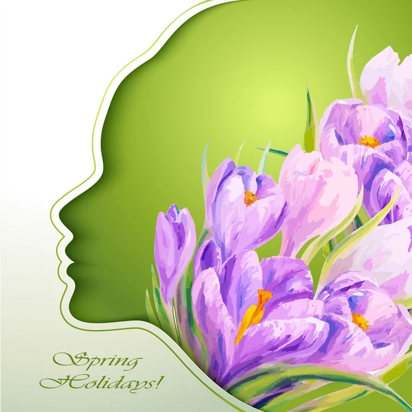 Beautiful young woman with flowers in hair — Stock Vector