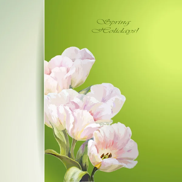 Frühling Blumen Einladung Vorlage Karte. — Stockvektor