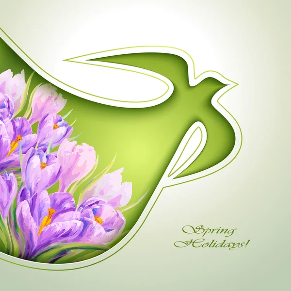 春の花の招待テンプレート カード. — ストックベクタ