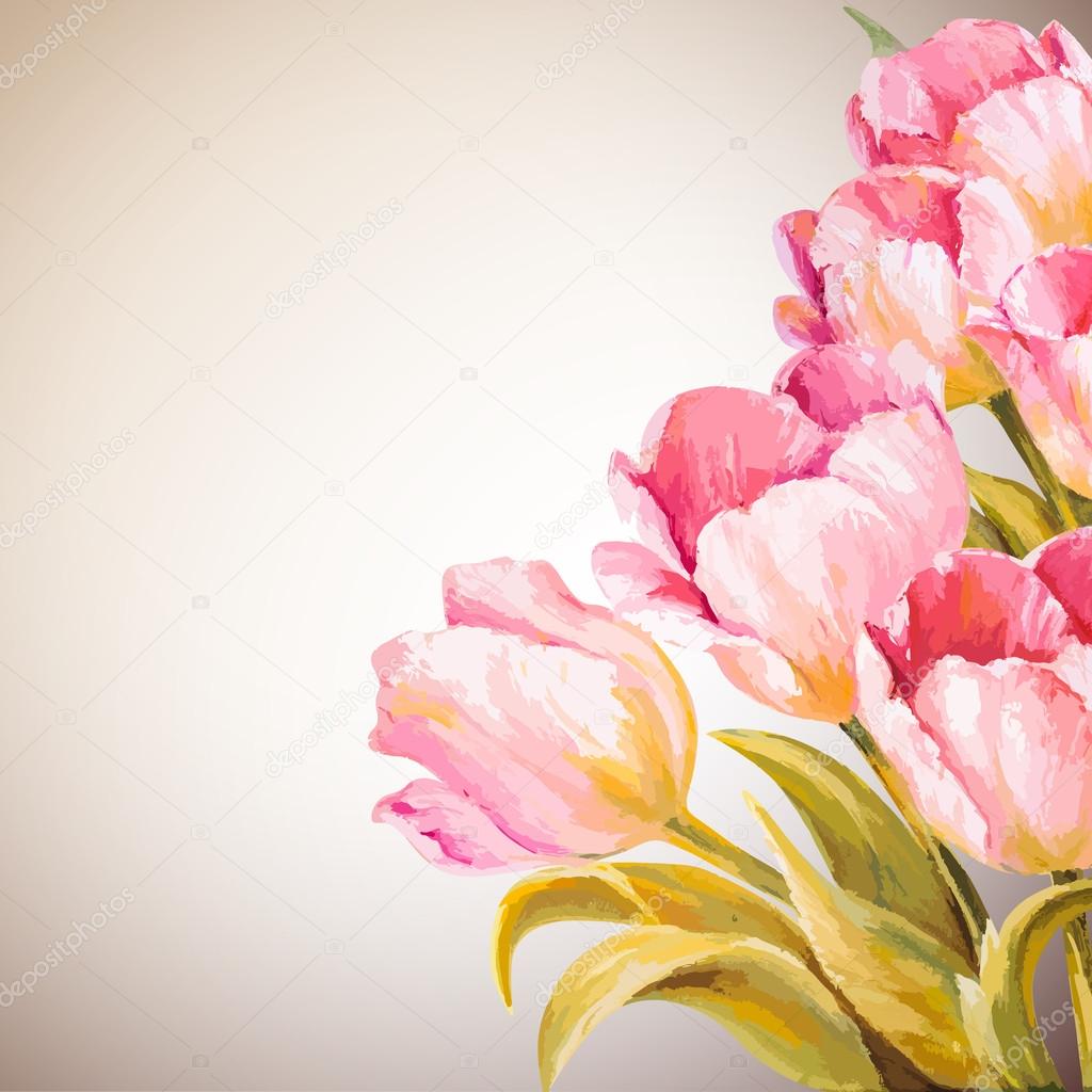 Tulips. Spring flowers invitation template card