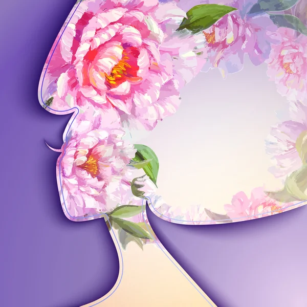 Krásná mladá žena s květinami ve vlasech — Stockový vektor