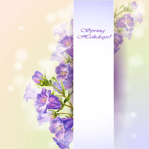 Primavera flores invitación plantilla tarjeta — Vector de stock
