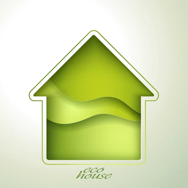 Весняний зелений будинок запрошення шаблон картка . — стоковий вектор