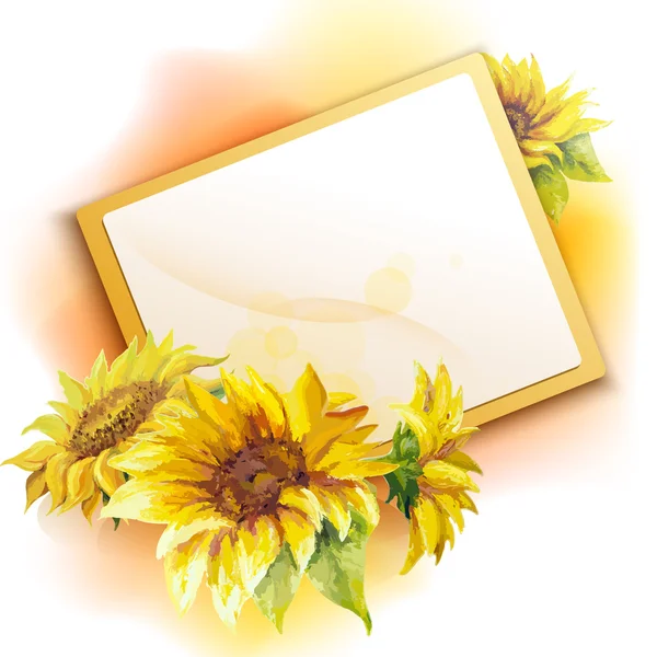 Zonnebloem frame achtergrond — Stockvector