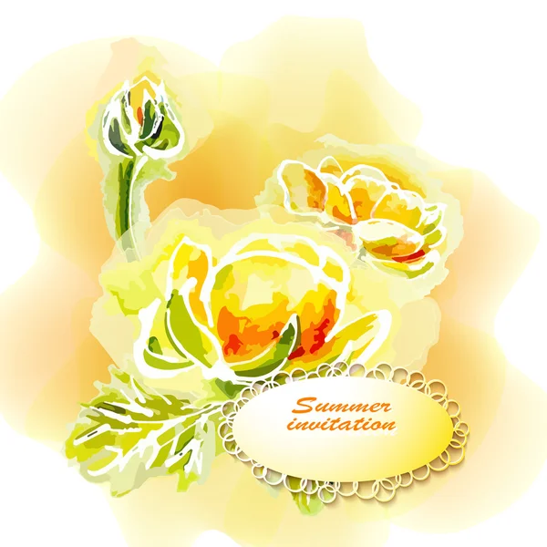 Cornice di fiori sfondo, acquerello — Vettoriale Stock