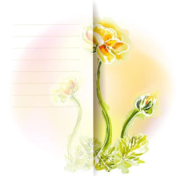 Fondo del marco de flores, acuarela — Vector de stock