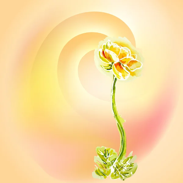 Flower yellow background, watercolor — Stock Vector