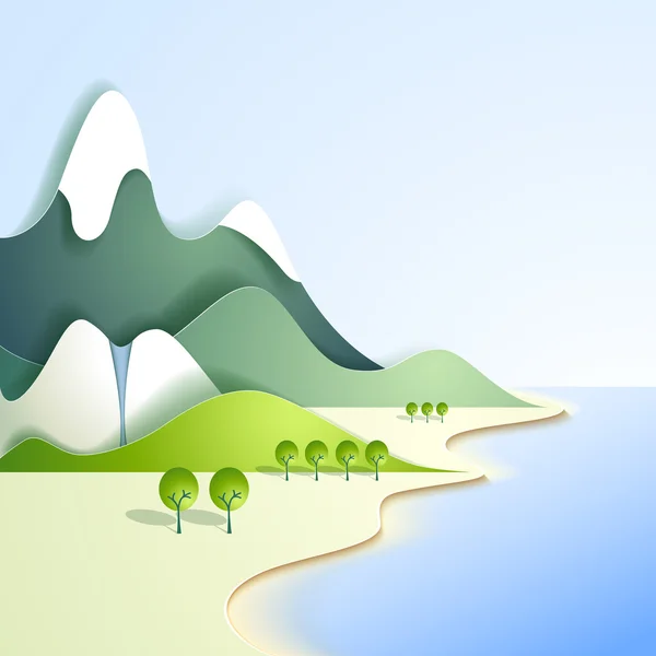 Paper mountain landscape — Stock Vector