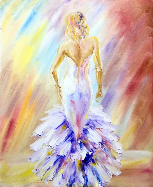 Beautiful woman at the ball. Oil painting. — Stock Photo, Image
