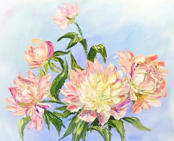 Pivoines, peinture à l'huile sur toile — Photo