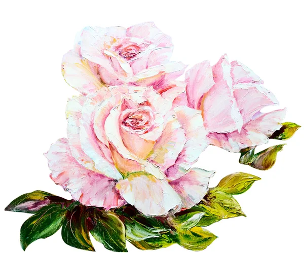 Belle rose, pittura a olio su tela — Foto Stock