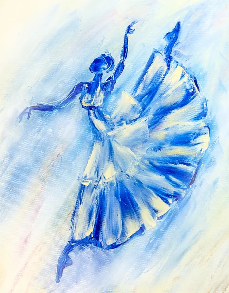 Pintura al óleo sobre lienzo, Bailarina azul — Foto de Stock