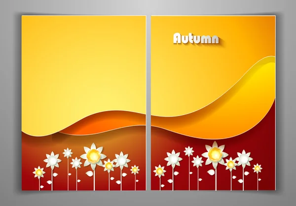 Modèle de dépliant avant et arrière Automne Jaune — Image vectorielle