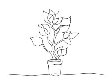 Saksıda ağaç dikmek. Sürekli tek bir çizgi çiziyor.