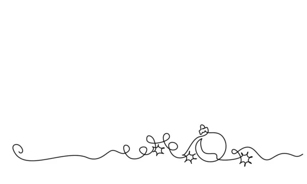 メリークリスマスの装飾。連続一本の線画 — ストックベクタ