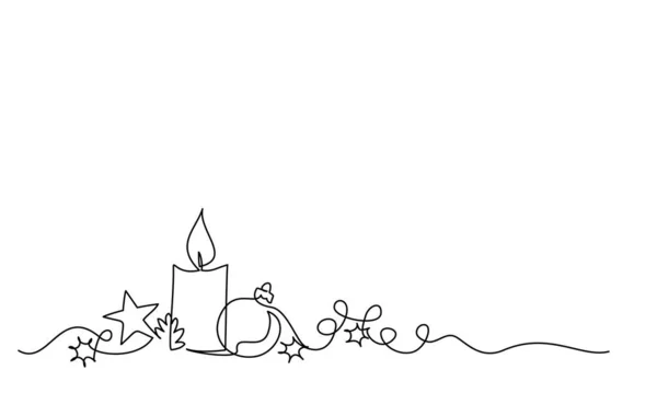 Vrolijke kerstversiering. Continu een lijn tekening kunst — Stockvector