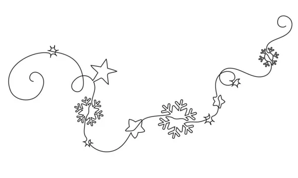 Merry Christmas decoration. Continuous one line drawing art — Stock Vector