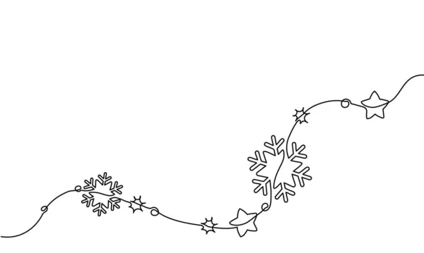 Feliz Navidad decoración. Dibujo continuo de una línea arte Vectores De Stock Sin Royalties Gratis