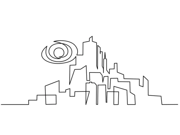 Gökdelenli Modern Şehir Panoraması. Bir Çizgi Çizimi — Stok Vektör