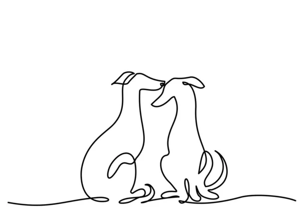 Whippet, greyhound realistické siluety obrys na bílém pozadí. Linkové umění. Vektorová ilustrace — Stockový vektor