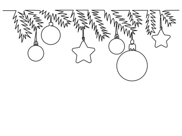 Joyeux Noël décoration. Dessin continu d'une ligne art. — Image vectorielle