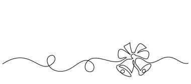 Mutlu Noel süslemeleri. Noel çanları ile dalgalı çizgi