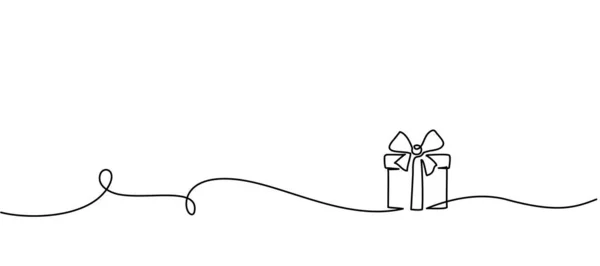 Веселого різдвяного прикраси. Хвиляста лінія з подарунковою коробкою . — стоковий вектор