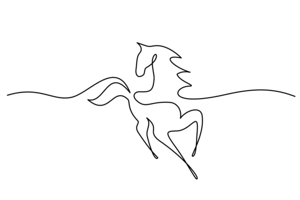 Galopujący koń. Ciągły rysunek jednej linii. Logo konia. — Wektor stockowy