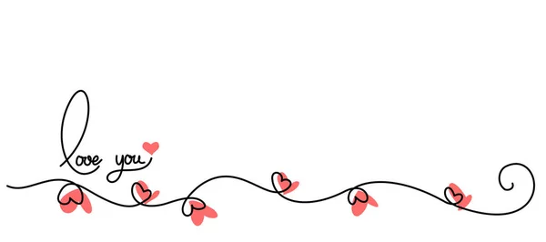 Valentines day card decoration. Wavy line with small hearts. — Stockvektor