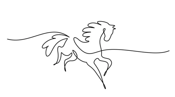 Galloping horse. Continuous one line drawing. Horse logo. — 图库矢量图片