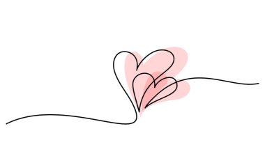 İki Hearts Continuous One Line Çizgisi. Sevgililer Günü konsepti.