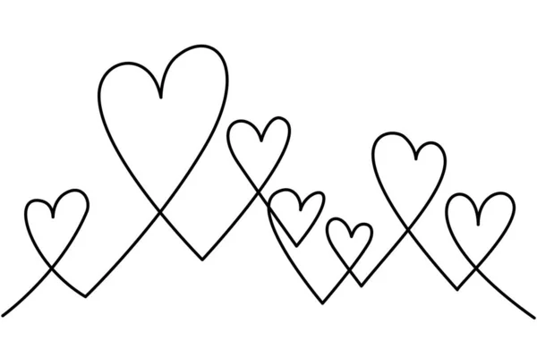 İki Hearts Continuous One Line Çizgisi. Sevgililer Günü konsepti. — Stok Vektör