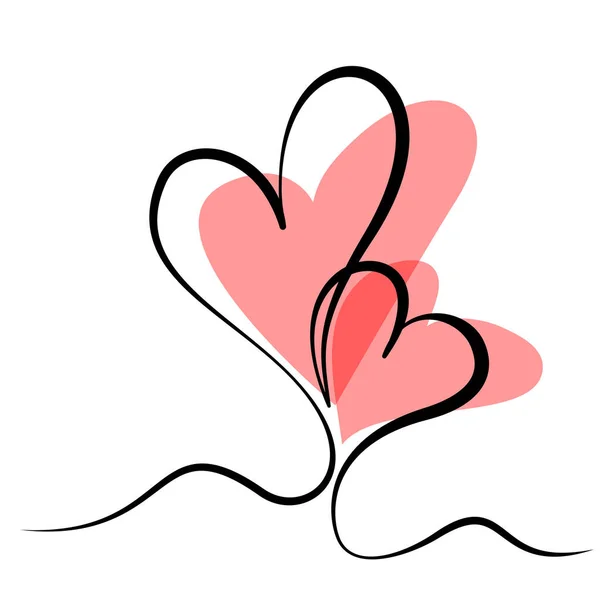 Two Hearts Continuous One Line Drawing. Valentines day concept. Ilustraciones De Stock Sin Royalties Gratis