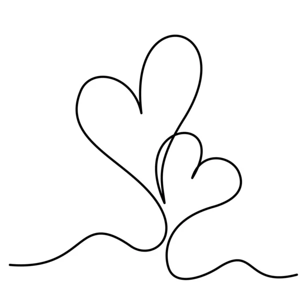 Два серця безперервного малювання однієї лінії. Концепція Дня Святого Валентина . Ліцензійні Стокові Ілюстрації