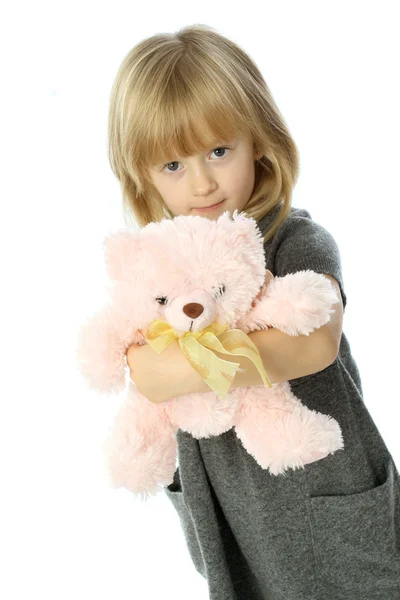 Cute girl with teddy bear — Stock Photo, Image