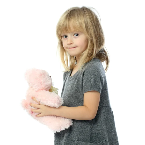 Jolie fille avec ours en peluche — Photo